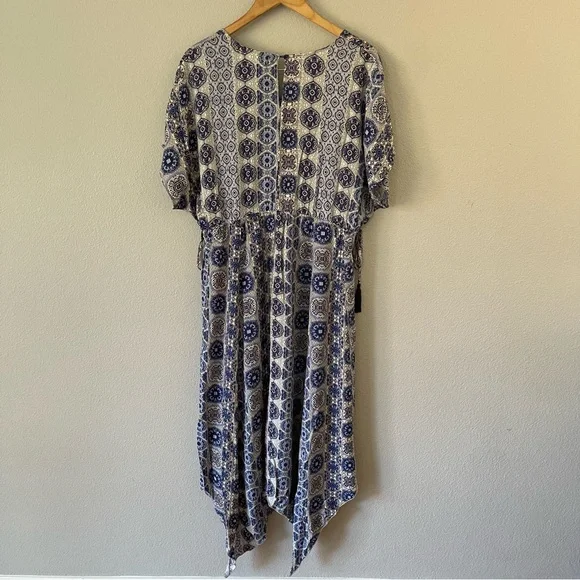 Alchemy Thread Dress XL Blue Print Asymmetric Babydoll Fairycore Fairy Boho - Picture 2 of 10